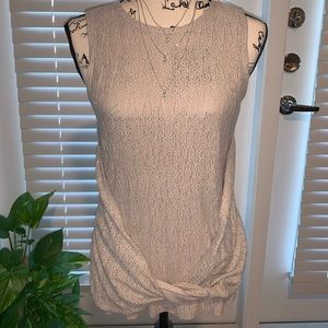 Mango Cream Sleeveless Blouse - Small